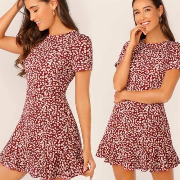 Delilah Wear Dresses & Skirts - boho mini dress floral print  short sleeve dress